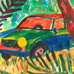 DALL·E 2022-08-29 18.07.14 - a watercolour painting of a car in the jungle in the style of matisse